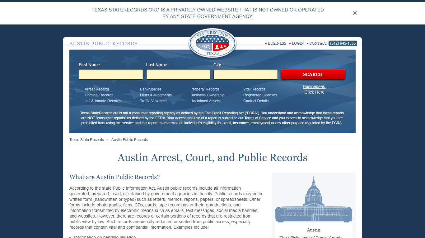 Austin Arrest and Public Records | Texas.StateRecords.org